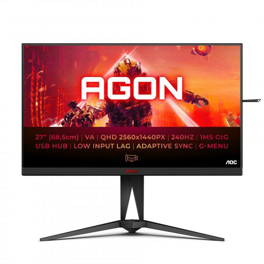 AOC AGON 5 AG275QZN/EU Monitor PC 68,6 cm [27] 2560 x 1440 Pixel Quad HD Nero, Rosso (AOC 27 VA MONITOR AG275QZN/EU)