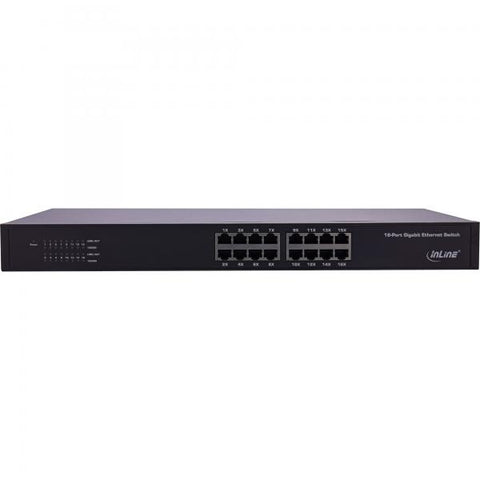 InLine Switch di rete Gigabit a 16 porte, 1GBit/s, 19" 1U, senza ventola