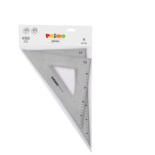 PRIMO SQUADRE DA 45 E 60 350 mm TRASPARENTE CONF 2 Pz.
