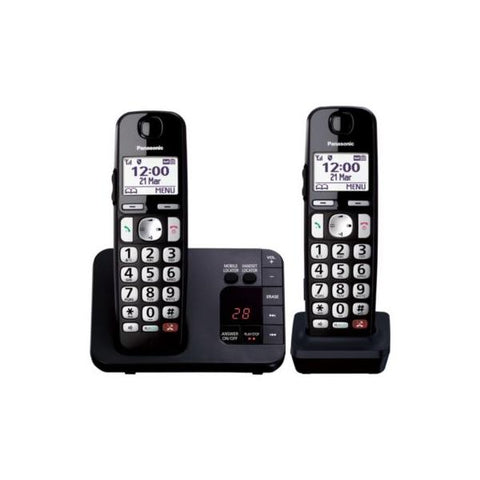 Panasonic KX-TGE822EB telefono Telefono DECT Identificatore di chiamata Nero (PANASONIC KX-TGE822EB TWIN) - Versione UK