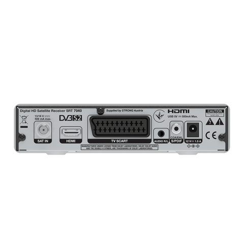 STRONG SRT 7040 DECODER SATELLITARE DIGITALE S2 DVB-S2 FTA USB HEVC.265 MAIN 10 DOLBY DIGITAL PLUS SUPPORTA SATCR NERO
