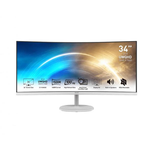MSI Pro MP341CQ Monitor PC 86,4 cm (34") 3440 x 1440 Pixel UltraWide Quad HD Bianco