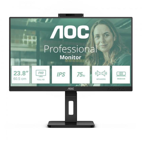 AOC 24P3QW Monitor PC 60,5 cm [23.8] 1920 x 1080 Pixel Full HD Nero (AOC Pro-line 24P3QW - P3 Series - monitor a LED - 24 [23.8 visualizzabile] - 1920 x 1080 Full HD [1080p] @ 75 Hz - IPS - 300 cd/m?