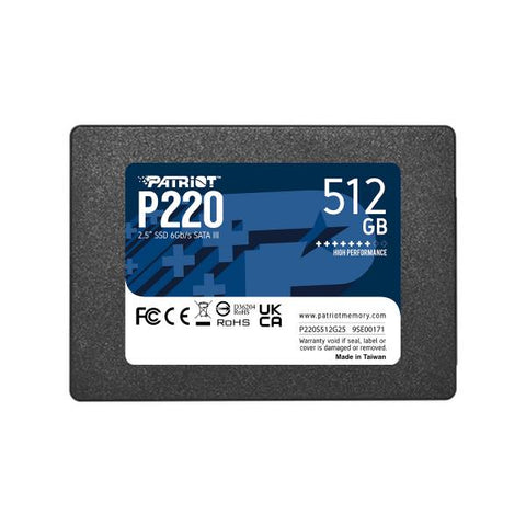 PATRIOT P220 SSD 512GB 2.5" SATA III READ:550MB/WRITE:500 MB/s