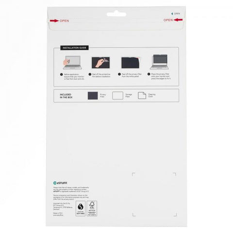 eSTUFF GLBW13283209 schermo anti-riflesso 33 cm [13] Computer portatile Filtro per la privacy senza bordi per display (Adhesive Privacy Filter 13 - 297 mm x 218 mm 3:2. Supports - touch screens - War