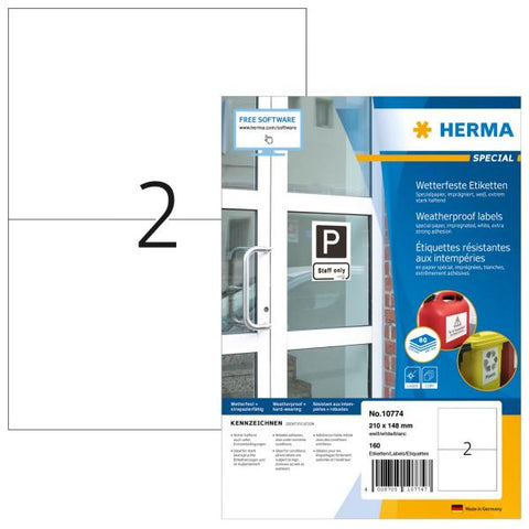 HERMA 10774 etichetta per stampante Bianco Etichetta per stampante autoadesiva (HERMA Wetterfeste Etiketten aus Spezia)