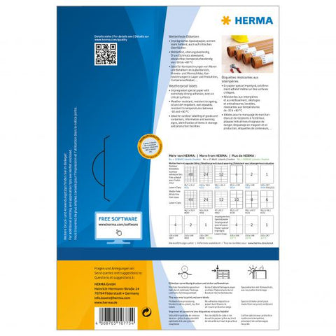 HERMA 10775 etichetta per stampante Bianco Etichetta per stampante autoadesiva (HERMA Wetterfeste Etiketten aus Spezia)