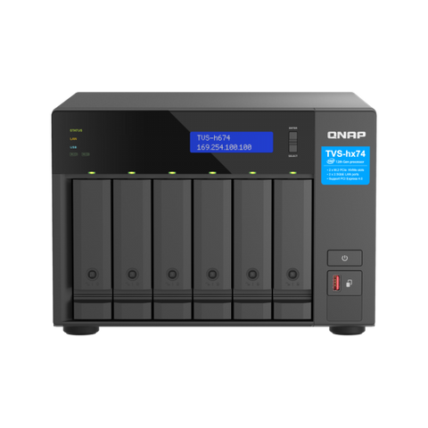 QNAP TVS-h674 NAS Tower Intel Core i5 i5-12400 32 GB DDR4 132 TB HDD QuTS hero Nero (QNAP TVS-h674-i5-32G 132TB [WD RED PRO] 6-bay QuTS hero NAS; Intel [2Years warranty])