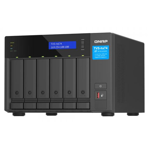 QNAP TVS-h674 NAS Tower Intel Core i5 i5-12400 32 GB DDR4 132 TB HDD QuTS hero Nero (QNAP TVS-h674-i5-32G 132TB [WD RED PRO] 6-bay QuTS hero NAS; Intel [2Years warranty])