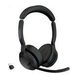 CUFFIA PROFESSIONALE JABRA EVOLVE2 55 STEREO MS BLUETOOTH, CANC. RUMORE, CERT. MICROSOFT - CON LINK 380/390C