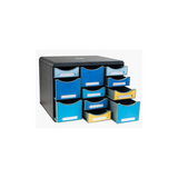 Exacompta 3137202D organizzatore per cassetto di scrivania Plastica Nero, Blu, Giallo (Exacompta Bee Blue Store Box 11 Drawer Set 270 x 355 x 271mm Assorted Colours [Each] - 3137202D)