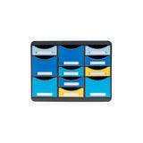 Exacompta 3137202D organizzatore per cassetto di scrivania Plastica Nero, Blu, Giallo (Exacompta Bee Blue Store Box 11 Drawer Set 270 x 355 x 271mm Assorted Colours [Each] - 3137202D)
