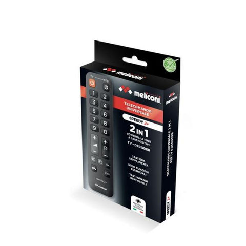MELICONI SPEEDY 2+ TELECOMANDO IR WIRELESS TV SINTONIZZATORE TV SET-TOP BOX TV PULSANTI NERO
