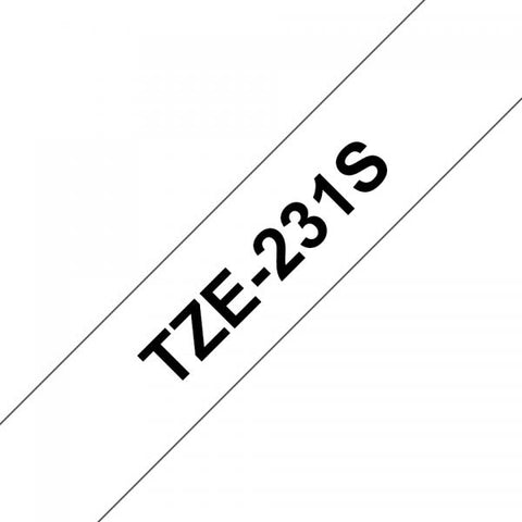 BROTHER TZE-231S NASTRO LAMINATO COLORE BIANCO STAMPA NERO 12MM X 4M