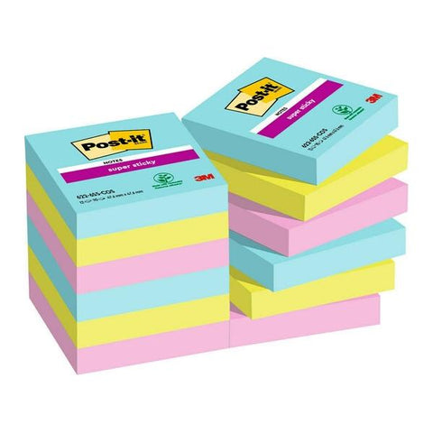 3M POST-IT SUPER STICKY COSMIC BLOCCHETTI 90 FOGLI 47.6X47.6 mm COLORI ASSORTITI CONF 12 Pz.