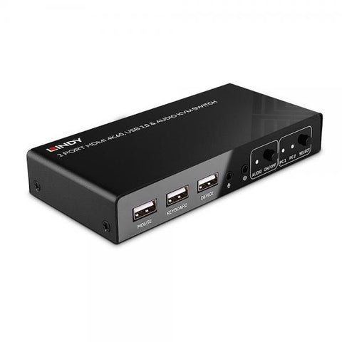 SWITCH LINDY KVM HDMI 4K60, USB 2.0 & AUDIO, 2 PORTE - 32809