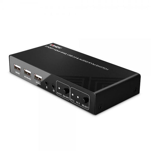 SWITCH LINDY KVM HDMI 4K60, USB 2.0 & AUDIO, 2 PORTE - 32809