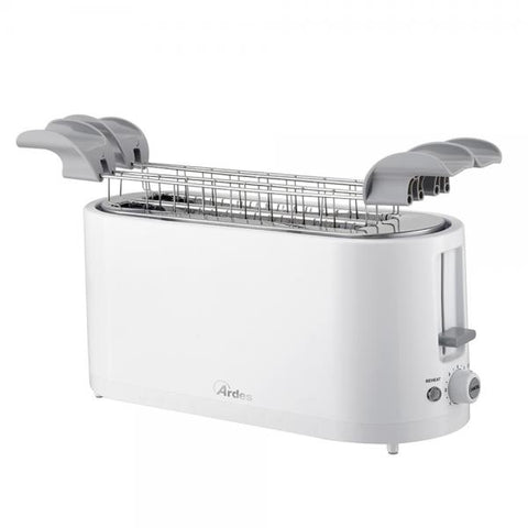 ARDES ARTOAST02 TOSTO SLEEK PLUS TOSTAPANE ELETTRICO 4 FETTE 7 LIVELLI DI DORATURA 1300W PINZE IN ACCIAIO BIANCO