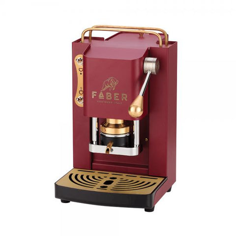 FABER PRO MINI DELUXE MACCHINA DA CAFF CIALDE 44MM 500W 15 BAR 1.3LT +50 CIALDE CHERRY RED OTTONE