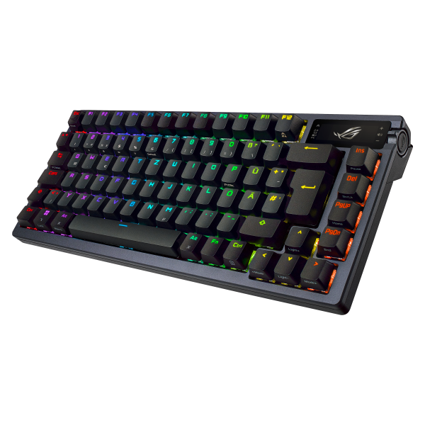 ASUS ROG AZOTH TASTIERA MECCANICA RGB GAMING WIRELESS TKL 75 TASTI DISPLAY OLED SWITCH ROG NX ROSSO SOSTITUIBILI ILLUMINAZIONE RGB LAYOUT ITALIA NERO