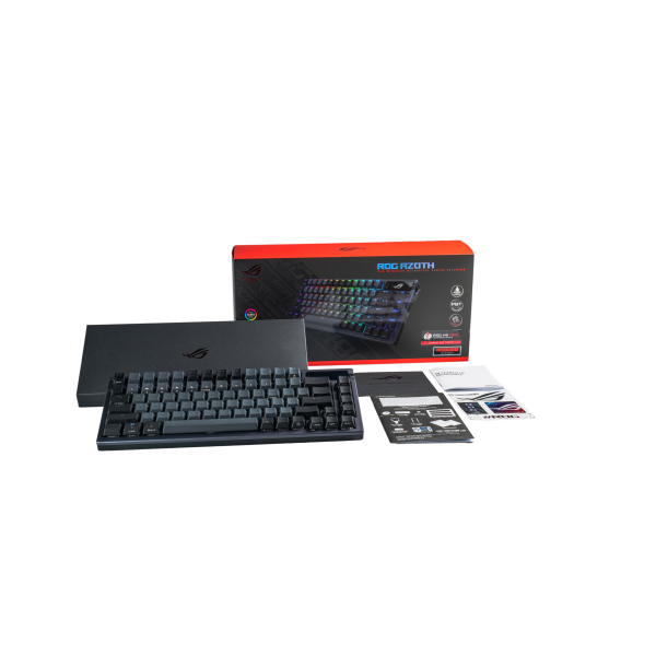 ASUS ROG AZOTH TASTIERA MECCANICA RGB GAMING WIRELESS TKL 75 TASTI DISPLAY OLED SWITCH ROG NX ROSSO SOSTITUIBILI ILLUMINAZIONE RGB LAYOUT ITALIA NERO