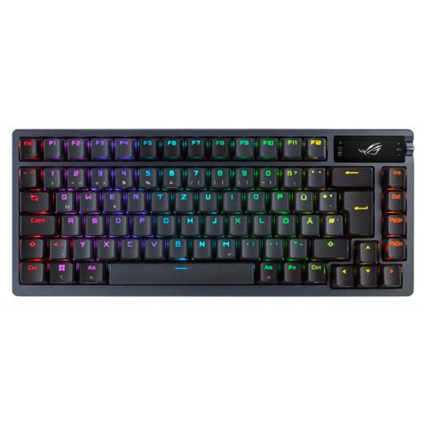 ASUS ROG AZOTH TASTIERA MECCANICA RGB GAMING WIRELESS TKL 75 TASTI DISPLAY OLED SWITCH ROG NX ROSSO SOSTITUIBILI ILLUMINAZIONE RGB LAYOUT ITALIA NERO