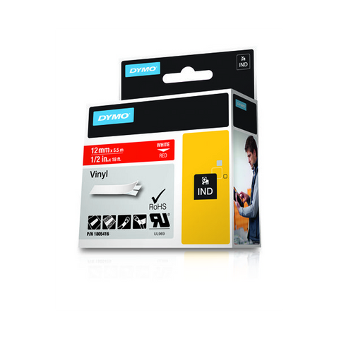 DYMO D1 RHINO PRO NASTRO PER ETICHETTATRICE IN VINILE ROSSO/BIANCO 12MM X 5.5M (1805416)