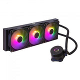 COOLER MASTER MASTERLIQUID 360L CORE ARGB DISSIPATORE A LIQUIDO PER CPU POMPA GEN S A DOPPIA CAMERA RADIATORE SUPERIORE E 3 VENTOLE ARGB DA 120mm STAFFE LGA 1700 E AM5 NERO