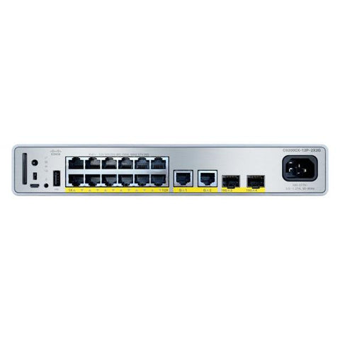 Cisco C9200CX-12P-2XGH-E switch di rete Gestito Gigabit Ethernet [10/100/1000] Supporto Power over Ethernet [PoE] (Cisco Catalyst 9200CX - Network Essentials - switch - compact - L3 - Managed - 12 x