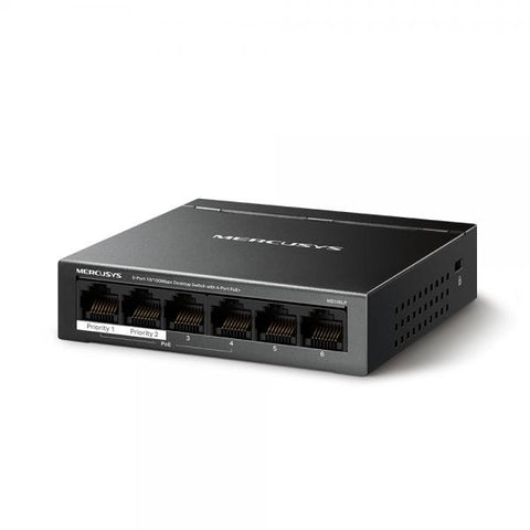MERCUSYS MS106LP SWITCH DI RETE GESTITO 5 PORTE FAST ETHERNET (10/100) SUPPORTO POWER OVER ETHERNET (PoE) 40 W DESKTOP IN ACCIAIO NERO