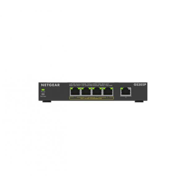 NETGEAR GS305Pv3 Non gestito Gigabit Ethernet [10/100/1000] Supporto Power over Ethernet [PoE] Nero (Netgear 5Port Switch 10/100/1000 GS305P)