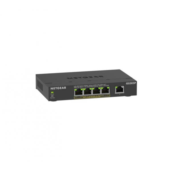 NETGEAR GS305Pv3 Non gestito Gigabit Ethernet [10/100/1000] Supporto Power over Ethernet [PoE] Nero (Netgear 5Port Switch 10/100/1000 GS305P)
