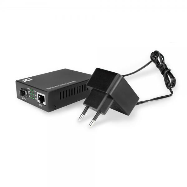 ACT AC4455 convertitore multimediale di rete 10000 Mbit/s Modalità multipla, Modalità singola Nero