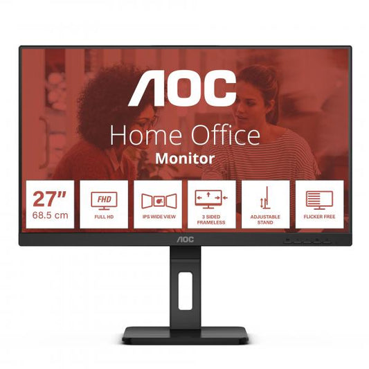 AOC E3 27E3QAF LED display 68,6 cm [27] 1920 x 1080 Pixel Full HD Nero (AOC 27E3QAF - Monitor a LED - 27 - 1920 x 1080 Full HD [1080p] @ 75 Hz - IPS - 1000:1 - 4 ms - HDMI, VGA, DisplayPort - altopar