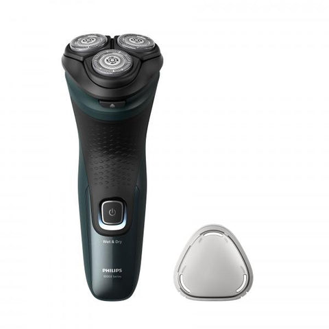 PHILIPS X3052/00 RASOIO ELETTRICO RICARICABILE SERIE 3000x WET E DRY 3 TESTINE 27 LAME POWERCUT NERO VERDE