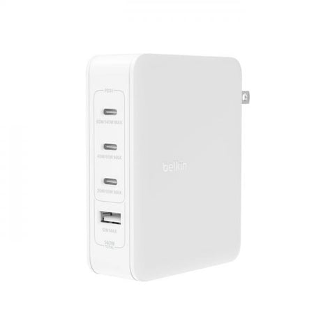 Belkin ALIMENTATORE 140W 4-PORTE USB CON UK,EU,US PLUG (BOOST CHARGE 140W USB GAN - 4-PORTS WALL CHARGER WITH UK EU)