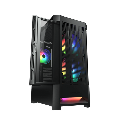 COUGAR 385ZD10R AIRFACE RGB CASE GAMING ATX MIDI TOWER 2+1 VENTOLE INSTALLATE ILLUMINAZIONE LED RGB PANNELLO IN VETRO TEMPERATO BLACK