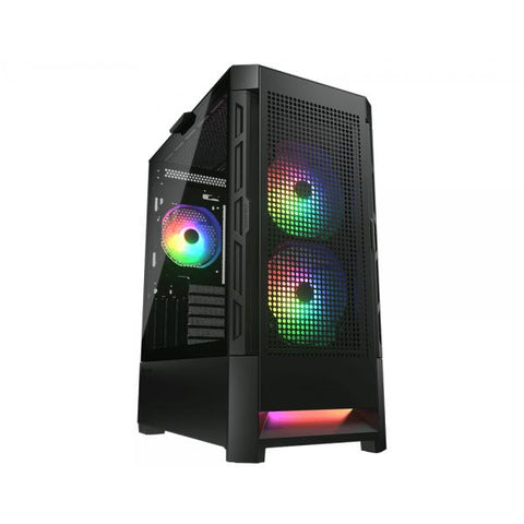 COUGAR 385ZD10R AIRFACE RGB CASE GAMING ATX MIDI TOWER 2+1 VENTOLE INSTALLATE ILLUMINAZIONE LED RGB PANNELLO IN VETRO TEMPERATO BLACK