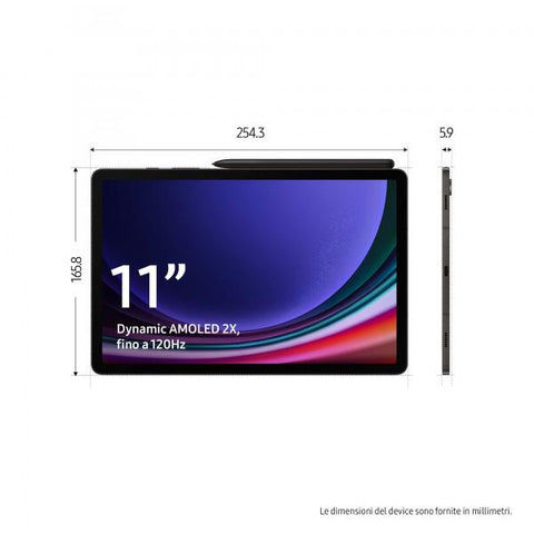 Samsung Galaxy Tab S9 Tablet AI Android 11 Pollici Dynamic AMOLED 2X Wi-Fi RAM 8 GB 128 GB Tablet Android 13 Graphite (Galaxy Tab S9 Sm-X710N 128 Gb - 27.9 Cm [11] Qualcomm - Snapdragon 8 Gb Wi-Fi 6