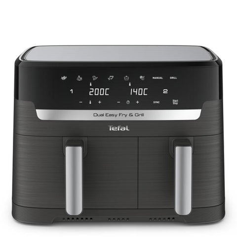 Tefal Dual Easy Fry & Grill EY905B Doppia 8,3 L Indipendente 2700 W Friggitrice ad aria calda Grigio