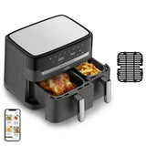 Tefal Dual Easy Fry & Grill EY905B Doppia 8,3 L Indipendente 2700 W Friggitrice ad aria calda Grigio