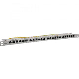 InLine 19" patch panel Cat.6A 0.5 U 24 vie, con protezione antipolvere, grigio