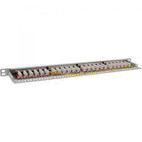 InLine 19" patch panel Cat.6A 0.5 U 24 vie, con protezione antipolvere, grigio
