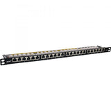 InLine 19" patch panel Cat.6A 0.5 U 24 vie, con protezione antipolvere, nero