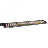 InLine 19" patch panel Cat.6A 0.5 U 24 vie, con protezione antipolvere, nero