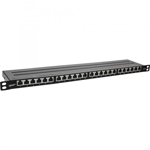 InLine 19" patch panel Cat.6A 0.5 U 24 vie, con protezione antipolvere, nero