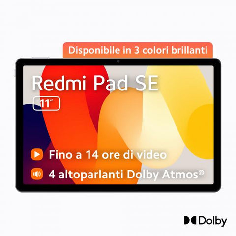 XIAOMI REDMi PAD SE 11" OCTA CORE 128GB RAM 4GB WI-FI BATTERIA 8.000mAh ANDROID 13 ITALIA MINT GREEN