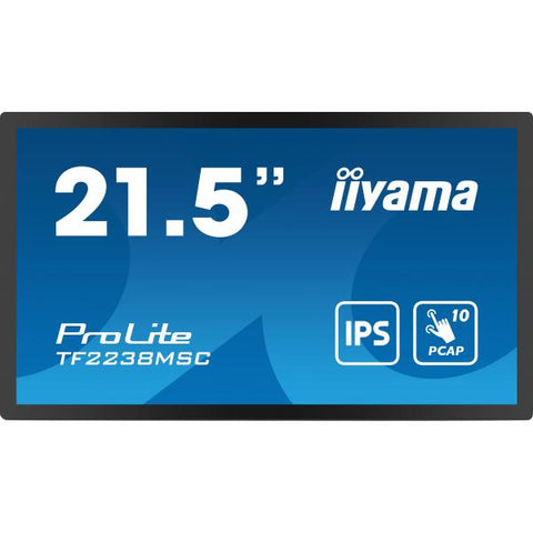 iiyama TF2238MSC-B1 visualizzatore di messaggi Pannello A digitale 53,3 cm [21] LED 600 cd/m Full HD Nero Touch screen (21.5 PROLITE TF2238MSC-B1 - 21.5 Black Touchscreen Monitor Full HD DisplayPor
