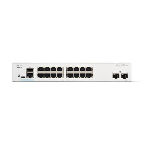 CISCO CATALYST 1300-16T-2G SWITCH GESTITO L3 - 16 x 10/100/1000Base-T + 2 x Gigabit Ethernet SFP MONTABILE SU RACK BIANCO