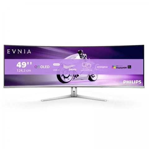 Philips Evnia 8000 49M2C8900/00 Monitor PC 124,2 cm [48.9] 5120 x 1440 Pixel Dual QHD QD-OLED Bianco (Philips Evnia 8000 49M2C8900 - OLED monitor - gaming - curved - 49 [48.9 viewable] - 5120 x 1440
